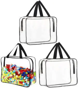 Large Toy Storage Bags PVC Waterproof Organizers Toy Bags Reusable Clear PVC Board Game Storage with Zipper and Handle for Board Games, Building Blocks, Puzzles, Kids Books (Black-3PCS) Large Toy Storage Bags PVC Waterproof Organizers Toy Bags Reusable Clear PVC Board Game Storage with Zipper and Handle for Board Games, Building Blocks, Puzzles, Kids Books (Black-3PCS)