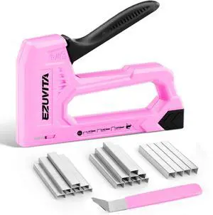 Light Duty Staple Gun for Wood, Pink Upholstery Staple Gun Kit with 2000pcs JT21 Staples 1/4, 5/16, 3/8 inch and Staple Remover, Stapler Gun for Crafts, DIY, Classroom, Fathers Day Gift Light Duty Staple Gun for Wood, Pink Upholstery Staple Gun Kit with 2000pcs JT21 Staples 1/4, 5/16, 3/8 inch and Staple Remover, Stapler Gun for Crafts, DIY, Classroom, Fathers Day Gift