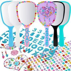Small Handheld Mirror with Handle Bulk Princess Mirror with Gem Rhinestone Stickers Mini Travel Makeup Mirror for Kids DIY Crafts Girls Party Favors (6, Bright Color) Small Handheld Mirror with Handle Bulk Princess Mirror with Gem Rhinestone Stickers Mini Travel Makeup Mirror for Kids DIY Crafts Girls Party Favors (6, Bright Color)