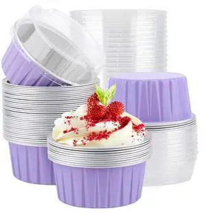 Cupcake Liners, 30pcs 5oz Mini Cake Pans Aluminum Foil Baking Cups with Lids, Cheesecake Muffin Cups, Disposable Dessert Containers Tin for Flan Creme Brulee Souffle Custard Pudding Cupcake Liners, 30pcs 5oz Mini Cake Pans Aluminum Foil Baking Cups with Lids, Cheesecake Muffin Cups, Disposable Dessert Containers Tin for Flan Creme Brulee Souffle Custard Pudding