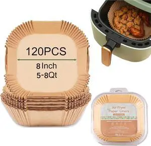 Air Fryer Liners,Disposable Airfryer Paper Liners,Non-Stick Oil-proof Water-proof for Easy Cleanup, Great for Oven, Pans & Baking,8 Sqaure for 4-8 qt Air Fryer, Steamer, Roasting,Microwave,120 Pcs Air Fryer Liners,Disposable Airfryer Paper Liners,Non-Stick Oil-proof Water-proof for Easy Cleanup, Great for Oven, Pans & Baking,8 Sqaure for 4-8 qt Air Fryer, Steamer, Roasting,Microwave,120 Pcs
