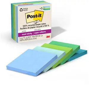 100% Recycled Super Sticky Notes, 3 x 3 in, Pastels, 12 Pads 100% Recycled Super Sticky Notes, 3 x 3 in, Pastels, 12 Pads