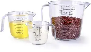 HIA 3PCS Plastic Liquid Measuring Cups for Prepping, Baking and Cooking, Dishwasher Safe (4, 1.5 and 3/4 Cup) HIA 3PCS Plastic Liquid Measuring Cups for Prepping, Baking and Cooking, Dishwasher Safe (4, 1.5 and 3/4 Cup)