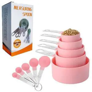 2 Boxes 8 Pieces Measuring Cups and Spoons Set,Nesting Measure Cups with Stainless Steel Handle, For Measuring Dry and Liquid Ingredients Small Teaspoon with Plastic Head 2 Boxes 8 Pieces Measuring Cups and Spoons Set,Nesting Measure Cups with Stainless Steel Handle, For Measuring Dry and Liquid Ingredients Small Teaspoon with Plastic Head