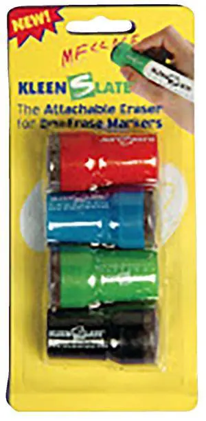 Concepts LLC. Kleenslate Attachable Erasers for Large Barrel Dry Erase Markers Whiteboard Accessories 4 Count (Pack of 1) Concepts LLC. Kleenslate Attachable Erasers for Large Barrel Dry Erase Markers Whiteboard Accessories 4 Count (Pack of 1)