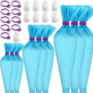 Reusable Piping Bags Set Silicone Pastry Bag, Icing Bag for Cake Decorating Baking Tools Kit with 3X (12+14+16) Bags, 9 Tip Couplers, 9 Frosting Bag Ties, Cupcake Decorations Supplies Reusable Piping Bags Set Silicone Pastry Bag, Icing Bag for Cake Decorating Baking Tools Kit with 3X (12+14+16) Bags, 9 Tip Couplers, 9 Frosting Bag Ties, Cupcake Decorations Supplies