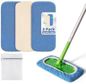 3 Pack Reusable Double-Sided Mopping Pads Compatible with Swiffer Sweeper Mop, Washable Wet & Dry Mopping Sweeping Cloth for Multi-Surface Cleaning, Dual-Sided Pad Refills (Not Include MOP) 3 Pack Reusable Double-Sided Mopping Pads Compatible with Swiffer Sweeper Mop, Washable Wet & Dry Mopping Sweeping Cloth for Multi-Surface Cleaning, Dual-Sided Pad Refills (Not Include MOP)