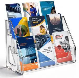 3 Tier Clear Acrylic Brochure Holder, Literature Organizer Paper Stand Display for Cards, Brochures, Pamphlets, Flyer, Signs 3 Tier Clear Acrylic Brochure Holder, Literature Organizer Paper Stand Display for Cards, Brochures, Pamphlets, Flyer, Signs