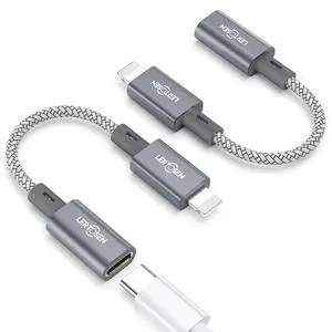 MFi Certified USB C to Lightning Adapter 2 Pack,27W PD Fast Charging & Data Sync Cable Adapter,Type C Female to Lightning Male Charger Converter for iPhone 14/13/12/11,iPad,AirPods - Not for Audio/OTG MFi Certified USB C to Lightning Adapter 2 Pack,27W PD Fast Charging & Data Sync Cable Adapter,Type C Female to Lightning Male Charger Converter for iPhone 14/13/12/11,iPad,AirPods - Not for Audio/OTG
