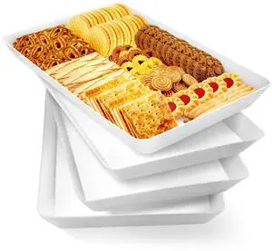 4 pcs Serving Tray for Party, Grilling Accessories, Serving Platters for Snacks, Fruit, Reusable Plastic Trays for Serving Food and Pantry Organization in Kitchen & for Mothers Day Parties 4 pcs Serving Tray for Party, Grilling Accessories, Serving Platters for Snacks, Fruit, Reusable Plastic Trays for Serving Food and Pantry Organization in Kitchen & for Mothers Day Parties