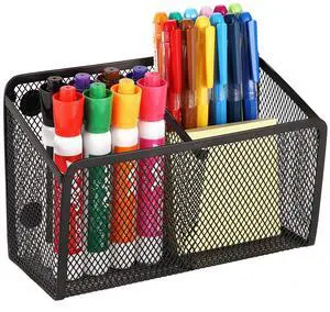 Magnetic Pencil Holder - Extra Strong Magnets Mesh Marker Holder Perfect for Whiteboard, Refrigerator and Locker Accessories (2-Compartment (1 Pack)) Magnetic Pencil Holder - Extra Strong Magnets Mesh Marker Holder Perfect for Whiteboard, Refrigerator and Locker Accessories (2-Compartment (1 Pack))