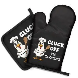 Cluck Off I'm Cooking Funny Oven Mitts and Pot Holder Set, Kitchen Gadgets for Bake Lovers, Chicken Lover Gifts, Humor Novelty Housewarming Baking Kitchen Gifts for Women Men Dad Chef Friend Cluck Off I'm Cooking Funny Oven Mitts and Pot Holder Set, Kitchen Gadgets for Bake Lovers, Chicken Lover Gifts, Humor Novelty Housewarming Baking Kitchen Gifts for Women Men Dad Chef Friend