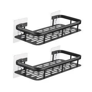 2 Tiers Corner Shower Caddy with Adhesive Panel 2 Pack Aluminum Upgraded Shower Organizer Bathroom Storage Rack Kitchen Wall Mounted Black 2 Tiers Corner Shower Caddy with Adhesive Panel 2 Pack Aluminum Upgraded Shower Organizer Bathroom Storage Rack Kitchen Wall Mounted Black