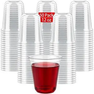 50 Pcs Clear Plastic Cups Disposable - 12 oz Wine Glasses Stemless Party Cups Cocktail Glasses for Graduation, Meeting, Birthdays, Baby Showers, Bachelorettes, Wedding, Bar Supplies 50 Pcs Clear Plastic Cups Disposable - 12 oz Wine Glasses Stemless Party Cups Cocktail Glasses for Graduation, Meeting, Birthdays, Baby Showers, Bachelorettes, Wedding, Bar Supplies