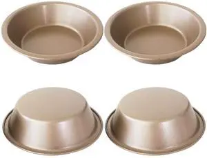Mini Pie Pans 5Inch, 4 Pack Mini Pie Pan Set, Nonstick Round Pie Tins, Carbon Steel Reusable Metal Bakeware for Meat, Tart, Quiches, Pie, Bread, Pot Pies - Gold Mini Pie Pans 5Inch, 4 Pack Mini Pie Pan Set, Nonstick Round Pie Tins, Carbon Steel Reusable Metal Bakeware for Meat, Tart, Quiches, Pie, Bread, Pot Pies - Gold