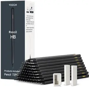 #2 Pencils Bulk, 72 Pack Pre-Sharpened HB Pencils, With 1 Sharpener & 2 Erasers for School, Office, Writing, Drawing Use,Black #2 Pencils Bulk, 72 Pack Pre-Sharpened HB Pencils, With 1 Sharpener & 2 Erasers for School, Office, Writing, Drawing Use,Black