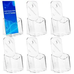 6 Pcs Brochure Holder Stand, 4 inches Acrylic Pamphlet Display Stand Wall Mount/Countertop, Clear Plastic Trifold Rack Card Holder Organizer for Display Flyer, Document, Literature, Post Card 6 Pcs Brochure Holder Stand, 4 inches Acrylic Pamphlet Display Stand Wall Mount/Countertop, Clear Plastic Trifold Rack Card Holder Organizer for Display Flyer, Document, Literature, Post Card