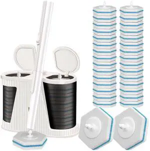 Disposable Toilet Brush with 30PCS Refills, Toilet Bowl Cleaning System for Bathroom and Toilet, Clean Brush Starter Kit with 1 Brush Handle, 1 Auto-Open Storage Box and 30 Brush Refills Disposable Toilet Brush with 30PCS Refills, Toilet Bowl Cleaning System for Bathroom and Toilet, Clean Brush Starter Kit with 1 Brush Handle, 1 Auto-Open Storage Box and 30 Brush Refills