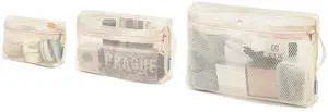3-Pack Mesh Travel Toiletry Bags - Clear Zipper Travel Organizer, Airport Carry-On Compliant Reusable Cosmetic Makeup Bag for Women & Men (Cream) 3-Pack Mesh Travel Toiletry Bags - Clear Zipper Travel Organizer, Airport Carry-On Compliant Reusable Cosmetic Makeup Bag for Women & Men (Cream)