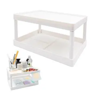 souG Desktop Storage Rack Organizer for Kitchen Bathroom Office Dorm - Double-Layer Cosmetic Stationery Storage Holder and Table Sundries Display Shelf - White souG Desktop Storage Rack Organizer for Kitchen Bathroom Office Dorm - Double-Layer Cosmetic Stationery Storage Holder and Table Sundries Display Shelf - White