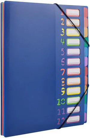 Rainbow Tab Expanding File Folder - 24 Pockets, Durable A4 Letter Size Organizer, Water-Resistant Plastic Dividers, Home/Office/School Document Holder (Blue) Rainbow Tab Expanding File Folder - 24 Pockets, Durable A4 Letter Size Organizer, Water-Resistant Plastic Dividers, Home/Office/School Document Holder (Blue)