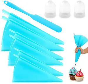 Piping Bags Set - 6pcs Reusable Silicone Pastry Bags with 3 Couplers Large Icing Decorating Kit for Cake Cookie Frosting Baking Supplies (12"+14"+16") Piping Bags Set - 6pcs Reusable Silicone Pastry Bags with 3 Couplers Large Icing Decorating Kit for Cake Cookie Frosting Baking Supplies (12"+14"+16")