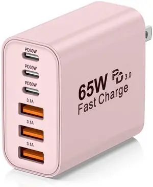 65W USB C Charger Block,6-Port Multi Device Fast Charger PD QC Wall Adapter 65W USB C Charger Block,6-Port Multi Device Fast Charger PD QC Wall Adapter