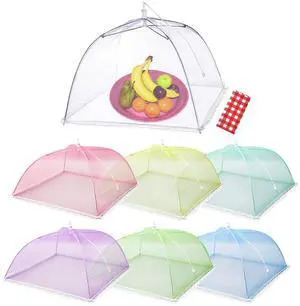 7 Pcs Food Covers for Outside, 17 inch Pop-up Umbrella Mesh Food Tents, for Outdoors Parties Picnics BBQs, Reusable and Collapsible Food Tents (Colorful) 7 Pcs Food Covers for Outside, 17 inch Pop-up Umbrella Mesh Food Tents, for Outdoors Parties Picnics BBQs, Reusable and Collapsible Food Tents (Colorful)