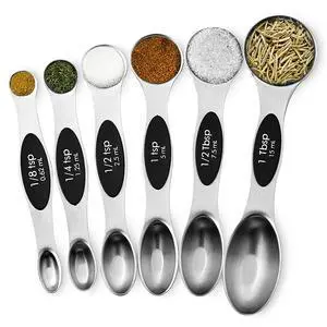 6-Piece Magnetic Measuring Spoon Set - Stainless Steel Stackable Dual Sided Nesting Teaspoon to Tablespoon For Dry & Liquid Ingredients, Stylish, 6 Sizes, Black 6-Piece Magnetic Measuring Spoon Set - Stainless Steel Stackable Dual Sided Nesting Teaspoon to Tablespoon For Dry & Liquid Ingredients, Stylish, 6 Sizes, Black