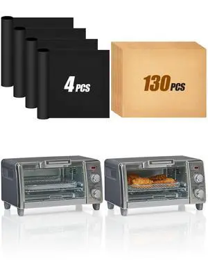 134PCs Air Fryer Liners Compatible with BLACK+DECKER Crisp 'N Bake Air Fry Countertop Convection Toaster Oven, 4PCs Baking Teflon Mats Reusable and 130PCs Disposable Parchment Paper Accessories 134PCs Air Fryer Liners Compatible with BLACK+DECKER Crisp 'N Bake Air Fry Countertop Convection Toaster Oven, 4PCs Baking Teflon Mats Reusable and 130PCs Disposable Parchment Paper Accessories