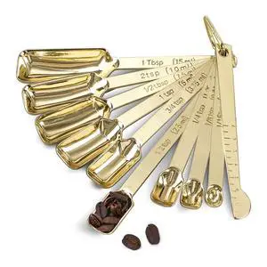 Stainless Steel Measuring Spoons with Leveler, Heavy Duty Metal Teaspoon Tablespoon Meauring Spoons Fits in Spice Jars, 10pcs Rectangle Measure Spoon for Kitchen Cooking Baking Gift(Gold) Stainless Steel Measuring Spoons with Leveler, Heavy Duty Metal Teaspoon Tablespoon Meauring Spoons Fits in Spice Jars, 10pcs Rectangle Measure Spoon for Kitchen Cooking Baking Gift(Gold)