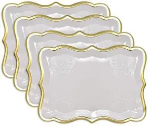 Gold Rim Display Trays 10 Pack 9 x 13 Inch Cardboard Platters Gold Rim Display Trays 10 Pack 9 x 13 Inch Cardboard Platters