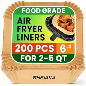 200 PCS Square Air Fryer Paper Liners Disposable, 6 x 6 ''Non-stick Oil Resistant Air Fryer Parchment Paper Liners, Waterproof, Airfryer Liners for Baking, Roasting Microwave,Oven & Basket 200 PCS Square Air Fryer Paper Liners Disposable, 6 x 6 ''Non-stick Oil Resistant Air Fryer Parchment Paper Liners, Waterproof, Airfryer Liners for Baking, Roasting Microwave,Oven & Basket
