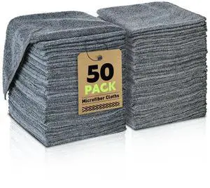 Microfiber Cleaning Cloths Bulk-50 Pack, Gray Microfiber Towels for Cars, Ultra Absorbent Microfiber Towel Weave Grime & Liquid for Streak-Free Mirror Shine - Car Washing Cloth, 12x12 inches Microfiber Cleaning Cloths Bulk-50 Pack, Gray Microfiber Towels for Cars, Ultra Absorbent Microfiber Towel Weave Grime & Liquid for Streak-Free Mirror Shine - Car Washing Cloth, 12x12 inches