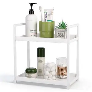 Bathroom Counter Organizer 2 Tier Vanity Storage Countertop Shelf Makeup Organizer Perfume Tray Skincare Holder for Sink, Dresser, Kitchen, Small White Bathroom Counter Organizer 2 Tier Vanity Storage Countertop Shelf Makeup Organizer Perfume Tray Skincare Holder for Sink, Dresser, Kitchen, Small White