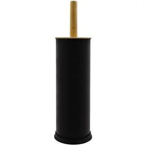 Toilet Brush Holder with Bamboo Top - Black Toilet Brush Holder with Bamboo Top - Black