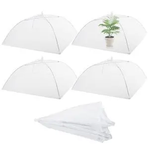 4 Pack Mesh Plant Cover Reusable Screen Cloche Dome Plant Protector Tent Collapsible Umbrella for Outdoor Garden Greenhouse Vegetable Flowers Strawberry from Animals(17 x 17 Inch,White) 4 Pack Mesh Plant Cover Reusable Screen Cloche Dome Plant Protector Tent Collapsible Umbrella for Outdoor Garden Greenhouse Vegetable Flowers Strawberry from Animals(17 x 17 Inch,White)
