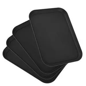 4 Pack Black Plastic Serving Trays for Party Serving Food - Rectangular, 8.66 by 12 in, Heavy Duty Dessert Trays for Food Erving Platters for Party Tray Decor Veggie,Snack 4 Pack Black Plastic Serving Trays for Party Serving Food - Rectangular, 8.66 by 12 in, Heavy Duty Dessert Trays for Food Erving Platters for Party Tray Decor Veggie,Snack