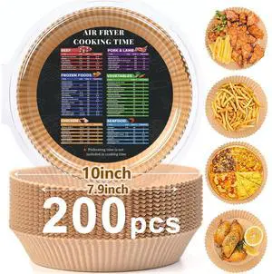200PCS Air Fryer Liners Disposable: Round 8 Inch Non-Stick Airfryer Paper Liners - Food Grade Parchment Paper for 5 6 7 8 QT Air Fryer Baking and Roasting - Waterproof and OilProof (10 Inch on Top) 200PCS Air Fryer Liners Disposable: Round 8 Inch Non-Stick Airfryer Paper Liners - Food Grade Parchment Paper for 5 6 7 8 QT Air Fryer Baking and Roasting - Waterproof and OilProof (10 Inch on Top)