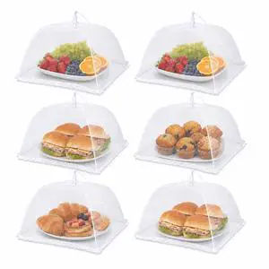 Pop-Up Mesh Food Covers - 17 x 17 in, White, 6 Pack, Large & Tall - Reusable & Collapsible Food Tents for Outdoor Serving Pop-Up Mesh Food Covers - 17 x 17 in, White, 6 Pack, Large & Tall - Reusable & Collapsible Food Tents for Outdoor Serving