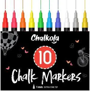 Extra Fine Tip Liquid Chalk Markers (1mm, 10 Pack) with Gold & Silver - Erasable Dry Erase Marker Pens for Blackboard, Windows, Chalkboard Markers, Bistro, Restaurants - Thin Point Chalk Pens Set Extra Fine Tip Liquid Chalk Markers (1mm, 10 Pack) with Gold & Silver - Erasable Dry Erase Marker Pens for Blackboard, Windows, Chalkboard Markers, Bistro, Restaurants - Thin Point Chalk Pens Set