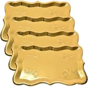 10 Gold Rectangle Trays for Dessert Display Table Parties 9" x 13" Disposable Paper Cardboard in Elegant Shape for Platters Cupcake Birthday Parties Dessert Weddings and More Food Safe 10 Gold Rectangle Trays for Dessert Display Table Parties 9" x 13" Disposable Paper Cardboard in Elegant Shape for Platters Cupcake Birthday Parties Dessert Weddings and More Food Safe