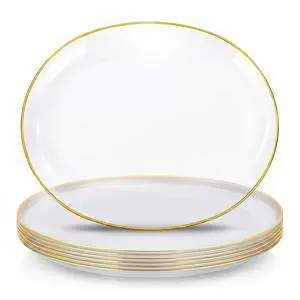 6-Pack Clear and Gold Plastic Serving Trays - 10x12 Inch Heavy Duty Oval Disposable Serving Platters for Cookie/Appetizer/Snack Party Food Display - Clear Gold Serving Trays for Party/Wedding/BBQ 6-Pack Clear and Gold Plastic Serving Trays - 10x12 Inch Heavy Duty Oval Disposable Serving Platters for Cookie/Appetizer/Snack Party Food Display - Clear Gold Serving Trays for Party/Wedding/BBQ