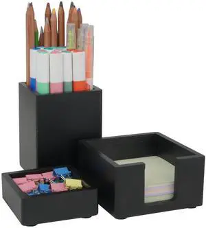 3 PCS Black Wooden Desk Organizer Set Pine Wood Office Desk Accessories with Pen Holder, Paperclip Storage and Sticky Note Holder, Wood Grain Clear, Ideal Gift for Office and Family (Black) 3 PCS Black Wooden Desk Organizer Set Pine Wood Office Desk Accessories with Pen Holder, Paperclip Storage and Sticky Note Holder, Wood Grain Clear, Ideal Gift for Office and Family (Black)