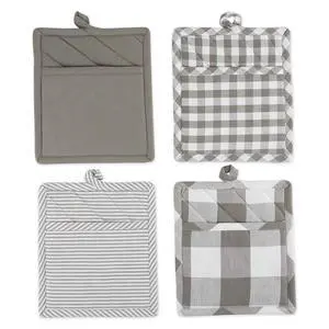 Gingham Check Kitchen Collection, Gray, Potholder Set Gingham Check Kitchen Collection, Gray, Potholder Set