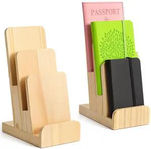 2 Pcs 3-Tier Pine Wood Pamphlet Display Stand, 3 x 4 x 10 Inch Pine Wood Literature Holder Wooden Trifold Flyer Display Stand for Menu, Magazine, Pamphlet, Booklets 2 Pcs 3-Tier Pine Wood Pamphlet Display Stand, 3 x 4 x 10 Inch Pine Wood Literature Holder Wooden Trifold Flyer Display Stand for Menu, Magazine, Pamphlet, Booklets
