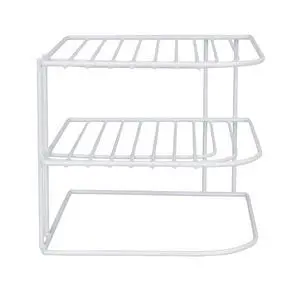 Home Basics 3-Tier Kitchen Corner Counter Shelf and Cabinet Organizer Heavy Duty Wire Shelf in White Home Basics 3-Tier Kitchen Corner Counter Shelf and Cabinet Organizer Heavy Duty Wire Shelf in White