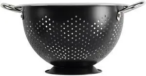 Colander Premium Stainless Steel Construction with Handles and Elevated Pedestal Foot, 5-Quart, Black Colander Premium Stainless Steel Construction with Handles and Elevated Pedestal Foot, 5-Quart, Black