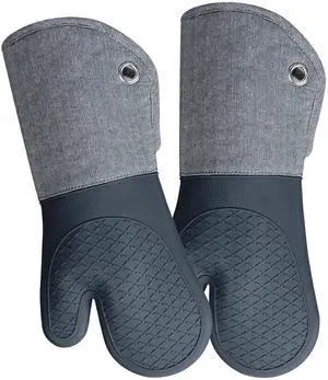Professional Microwave Silicone Oven Mitts one Pair, Kitchen Mitten Set for Heat Resistant with 500 Degrees, Kitchen Gloves Pot Holder for BBQ Cooking Baking (Gray) Professional Microwave Silicone Oven Mitts one Pair, Kitchen Mitten Set for Heat Resistant with 500 Degrees, Kitchen Gloves Pot Holder for BBQ Cooking Baking (Gray)