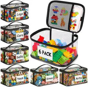 Clear Storage Bags, 6 Pack - Zippered Small Organizers For Toys, Puzzles, Blocks, Craft Supplies, Durable Puzzle Zipper Case Containers for Organizing, Travel, Seasonal, Kids Room Bag Organizer Clear Storage Bags, 6 Pack - Zippered Small Organizers For Toys, Puzzles, Blocks, Craft Supplies, Durable Puzzle Zipper Case Containers for Organizing, Travel, Seasonal, Kids Room Bag Organizer
